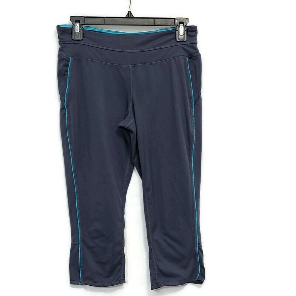 Tangerine Grey Aqua Yoga Capri Athletic Running Leggings Money Key Pocket Small
